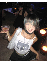 Bxoxo Sexy vintage emo girls streetwear rock punk gothic ladies slim suspender aesthetic geometric pattern printed suspender tank tops